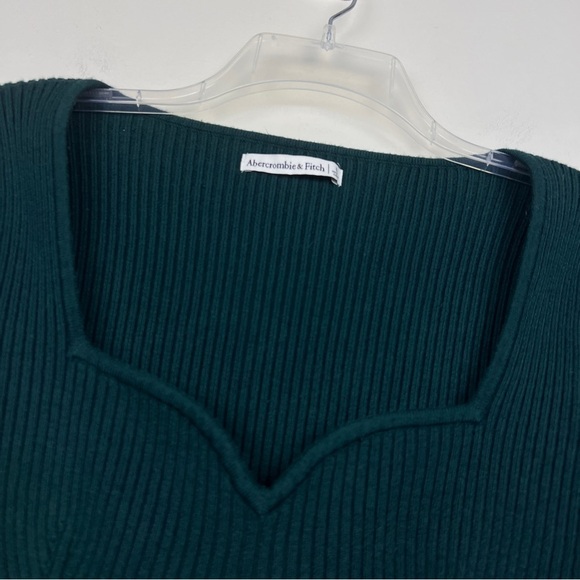 Abercrombie & Fitch Ribbed Green Knit Square Neckline Bodysuit - Picture 3 of 5
